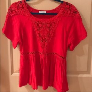 Francesca's Collections Red Lace Blouse valentines date!  💌